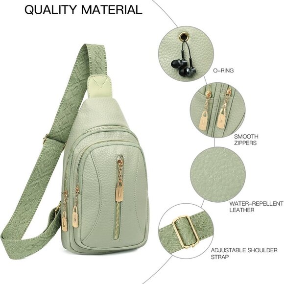 Chic Vegan Leather Sling Bag for Women - Lightweight and Secure Travel Accessory - Picture 4 of 6